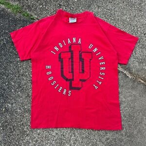Vintage Indiana University Hoosiers Red T Shirt Tee Mens XLarge XL Cotton